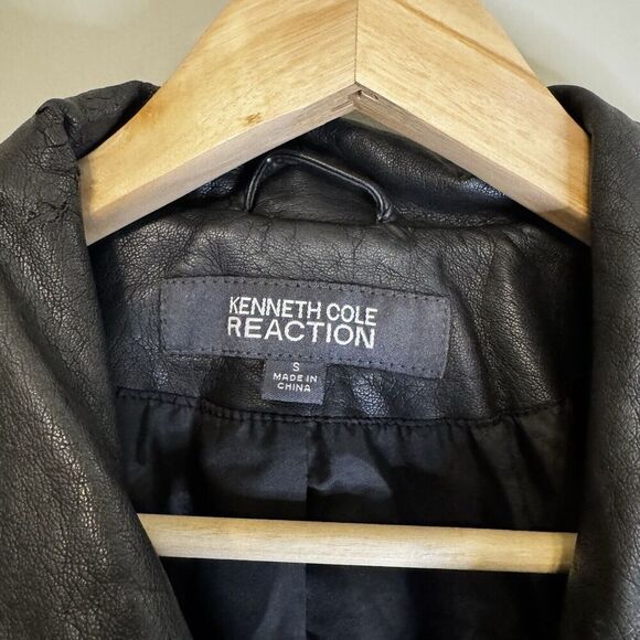 Kenneth Cole Reaction Faux Leather Full Zip Jacket Women’s Sz S Matte Brown - Picture 2 of 8